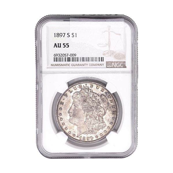 1897-S Morgan Silver Dollar NGC AU55