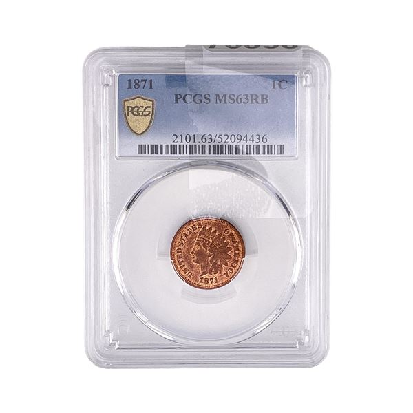 1871 Indian Head Cent PCGS MS63 RD