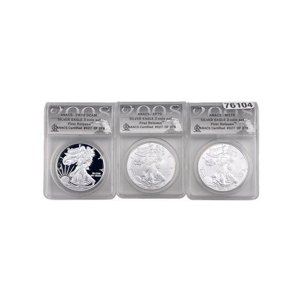 [3 Coins] 2008-w Silver Eagle ANACS MS70