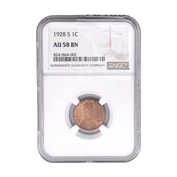 1928 Wheat Cent NGC AU58 BN