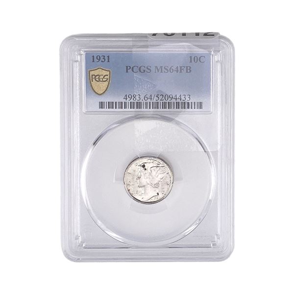 1931 Mercury Silver Dime PCGS MS64 FB