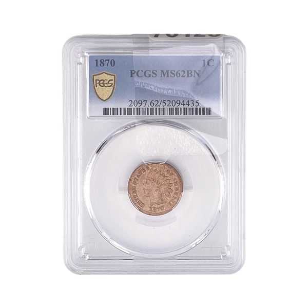 1870 Indian Head Cent PCGS MS62 BN