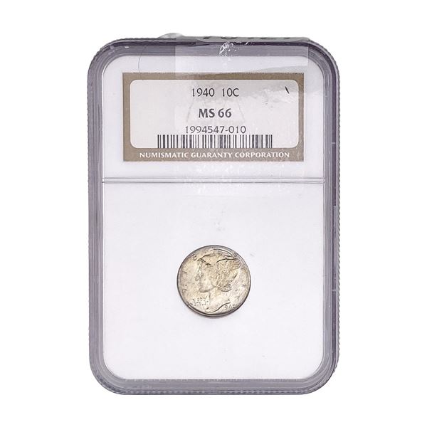 1940 Mercury Silver Dime NGC MS66