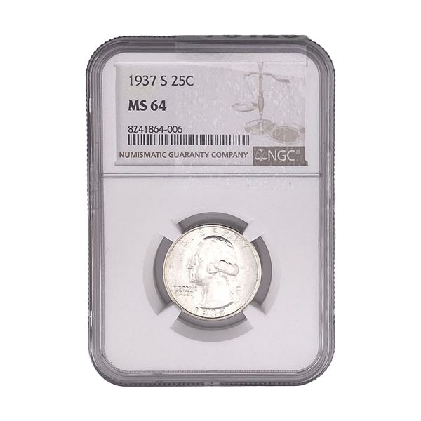1937-S Washington Silver Quarter NGC MS64
