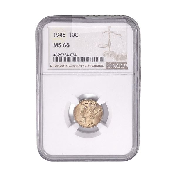 1945 Mercury Silver Dime NGC MS66