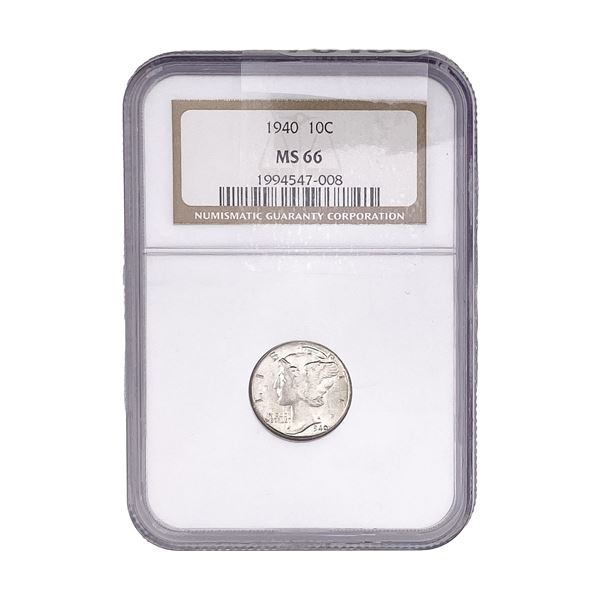 1940 Mercury Silver Dime NGC MS66