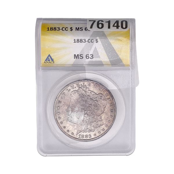 1883-CC Morgan Silver Dollar ANACS MS63