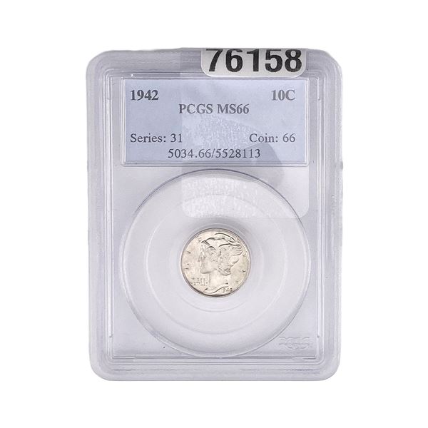 1942 Mercury Silver Dime PCGS MS66