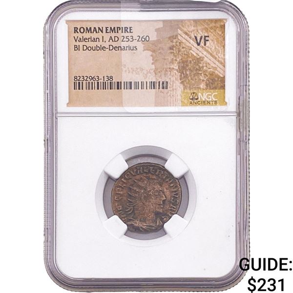 Roman Valerian I 253-260 AD BI Dbl-Denarius NGC