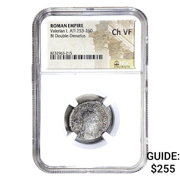 Roman Valerian I, AD 253-260 BI Dbl-Denarius NGC Ch VF