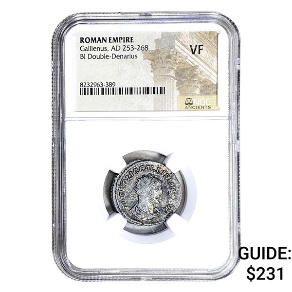 Roman Gallienus,AD 253-268 BI Dbl-Denarius NGC VF