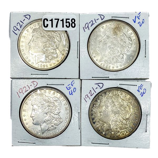 [4 Coins] 1921-D Morgan Silver Dollar