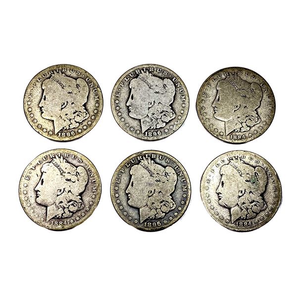 [6 Coins] 1884-1896 Morgan Silver Dollar