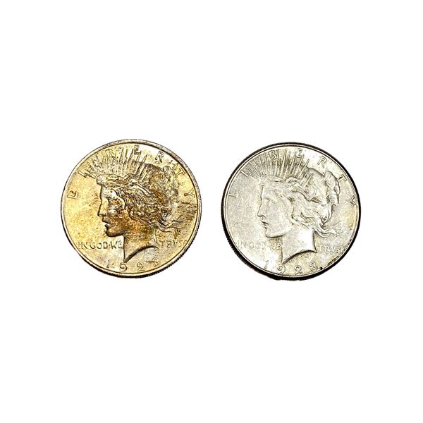 [2 Coins] 1923 Silver Peace Dollar