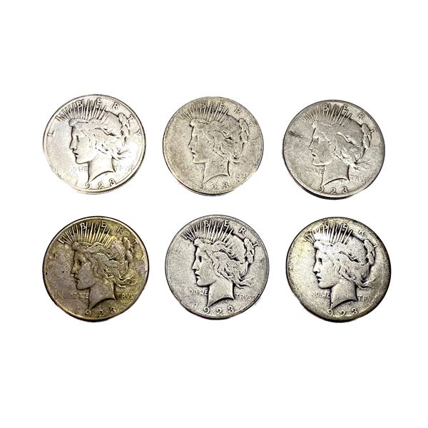[6 Coins] 1923 Silver Peace Dollar