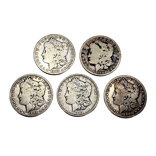 [5 Coins] 1900-1902 Morgan Silver Dollar