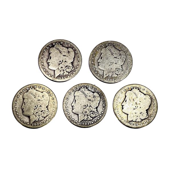 [5 Coins] 1884-1902 Morgan Silver Dollar