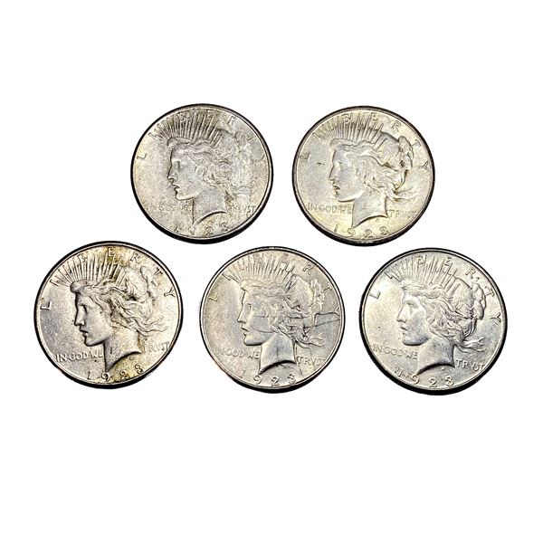 [5 Coins] 1923 Silver Peace Dollar