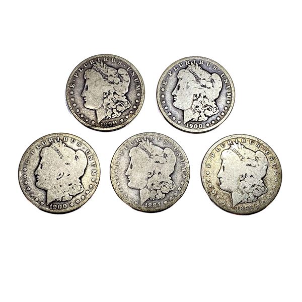 [5 Coins] 1884-1900 Morgan Silver Dollar