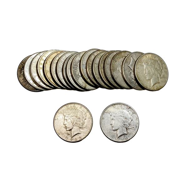 [20 Coins] 1922-1923 Silver Peace Dollar Roll