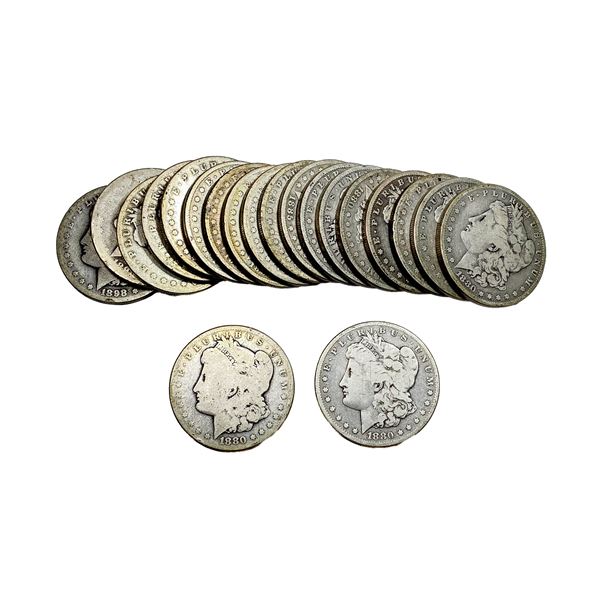 [20 Coins] 1880-1989 Morgan Silver Dollar Roll