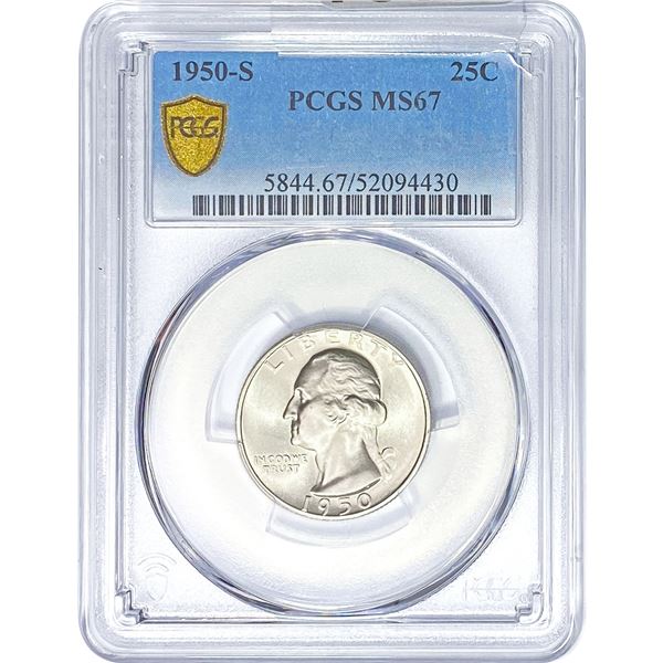 1950-S Washington Silver Quarter PCGS MS67