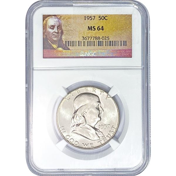 1957 Washington Silver Half Dollar NGC MS64
