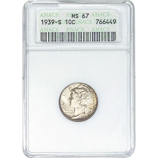 1939-S Mercury Silver Dime ANACS MS67