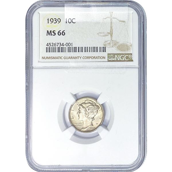 1939 Mercury Silver Dime NGC MS66