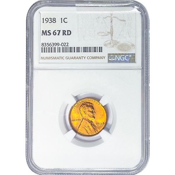 1938 Wheat Cent NGC MS67 RD
