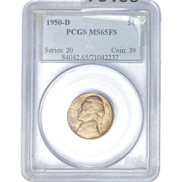 1950-D Jefferson Nickel PCGS MS65 FS