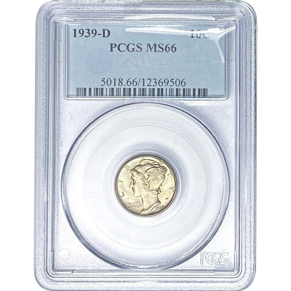 1939-D Mercury Silver Dime PCGS MS66