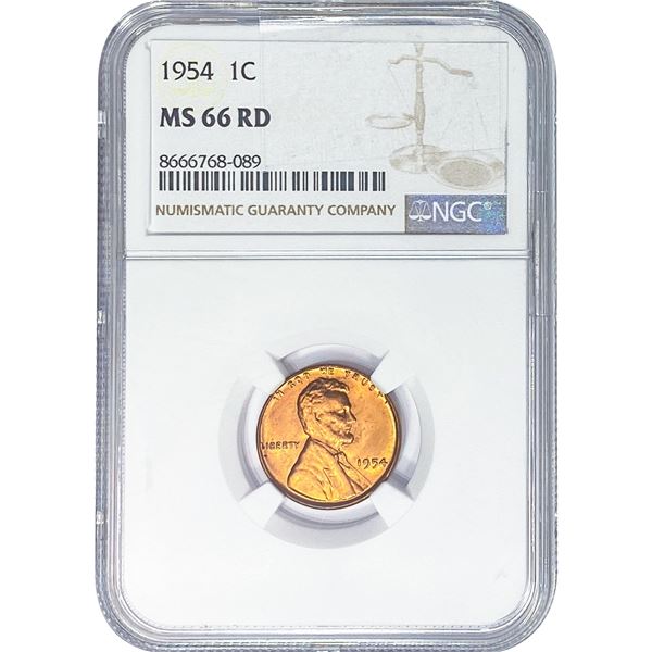 1954 Wheat Cent NGC MS66 RD