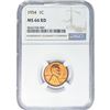 Image 1 : 1954 Wheat Cent NGC MS66 RD