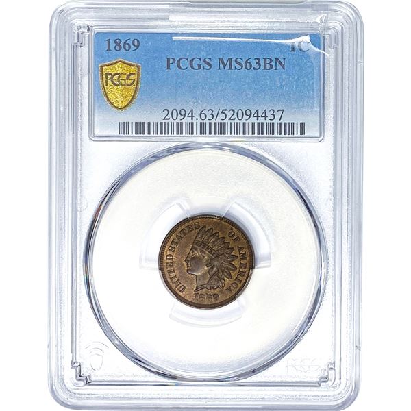 1869 Indian Head Cent PCGS MS63 BN