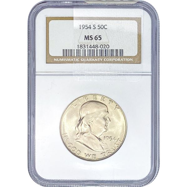 1954-S Franklin Half Dollar NGC MS65
