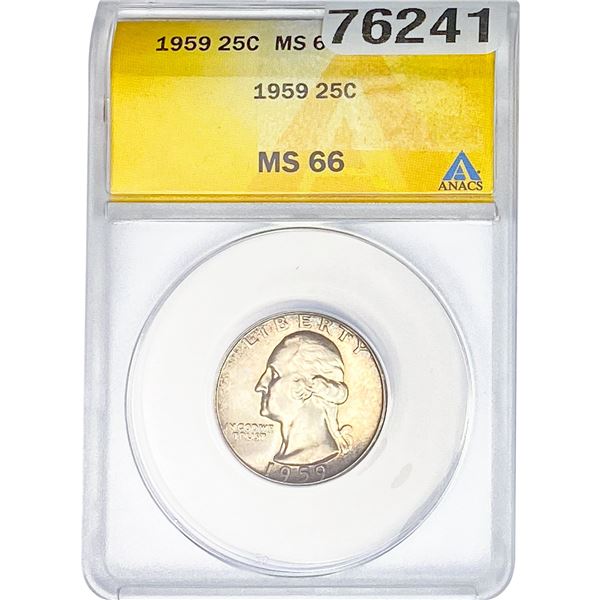 1959 Washington Silver Quarter ANACS MS66