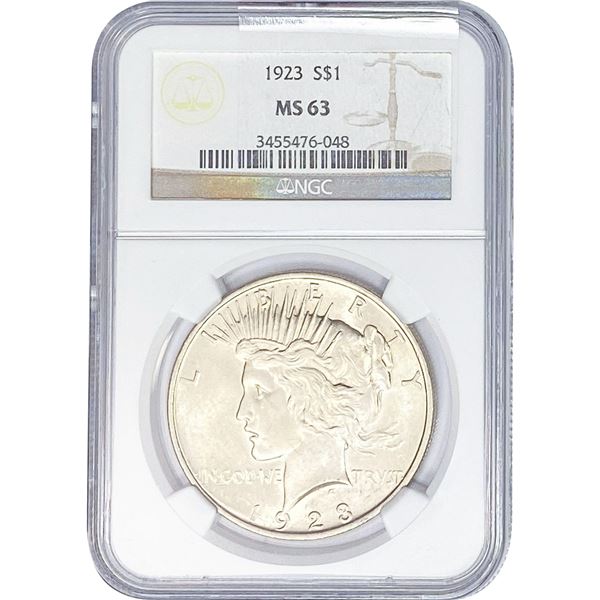 1923 Silver Peace Dollar NGC MS63