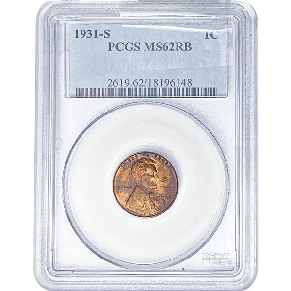 1931-S Wheat Cent PCGS MS62 RB