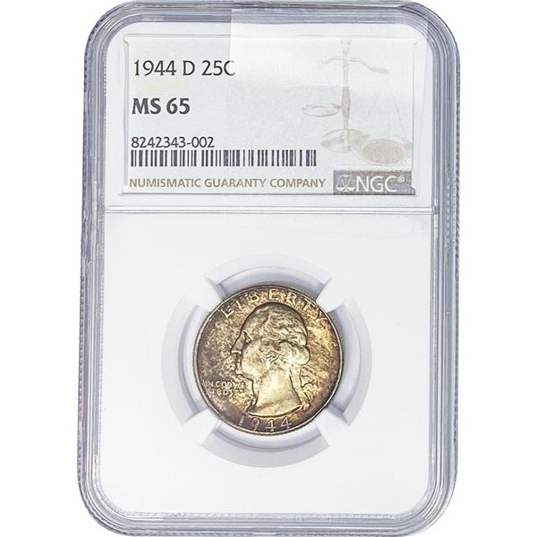 1944-D Washington Silver Quarter NGC MS65