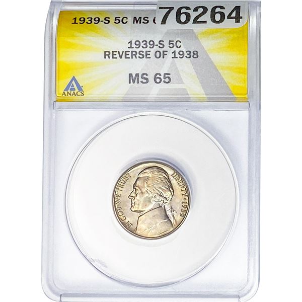 1939-S Jefferson Nickel ANACS MS65 Rev of 1938