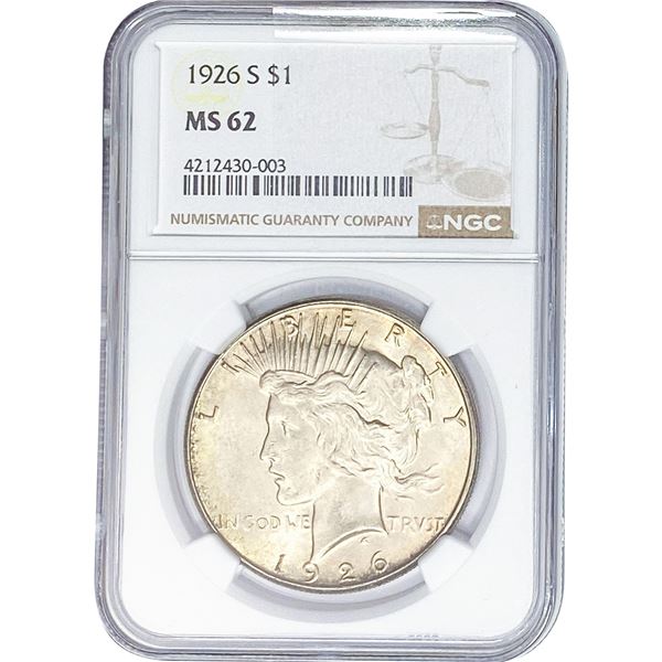 1926-S Silver Peace Dollar NGC MS62