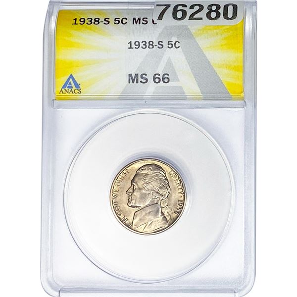 1938-S Jefferson Nickel ANACS MS66
