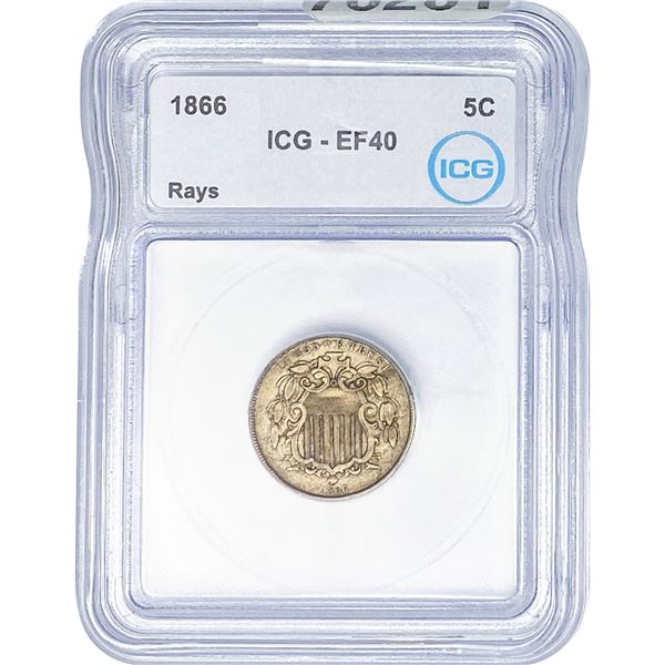 1866 Shield Nickel ICG EF40