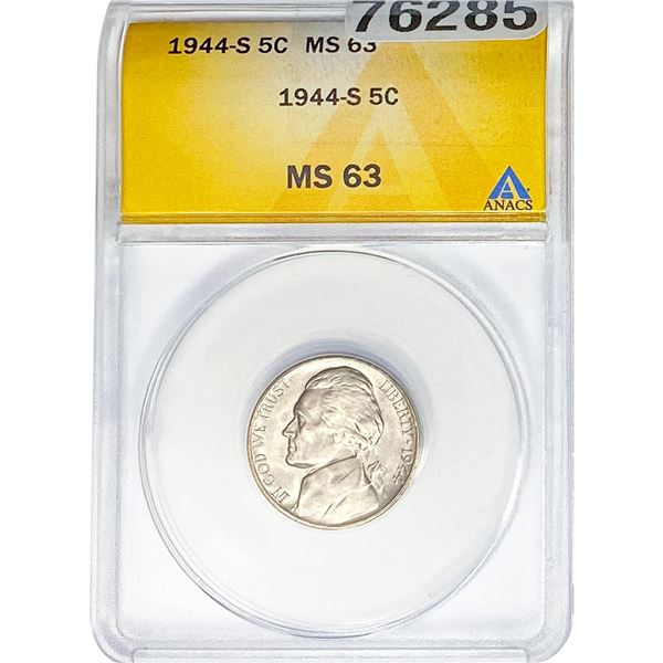1944-S Jefferson Nickel ANACS MS63