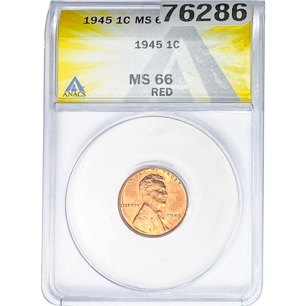 1945 Wheat Cent ANACS MS66 Red