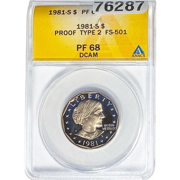 1981-S $1 Proof Type 2 ANACS PF68 DCAM