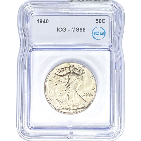 1940 Walking Liberty Half Dollar ICG MS66