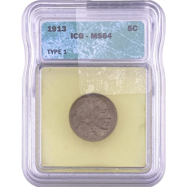 1913 Buffalo Nickel ICG MS64