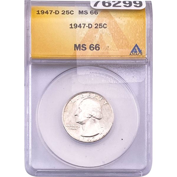 1947-D Washington Silver Quarter ANACS MS66